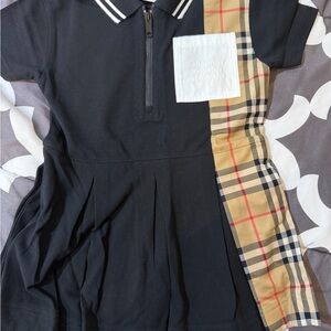 Kids Black Burberry Dress with Plaid Accent. 100%authentic.NWT